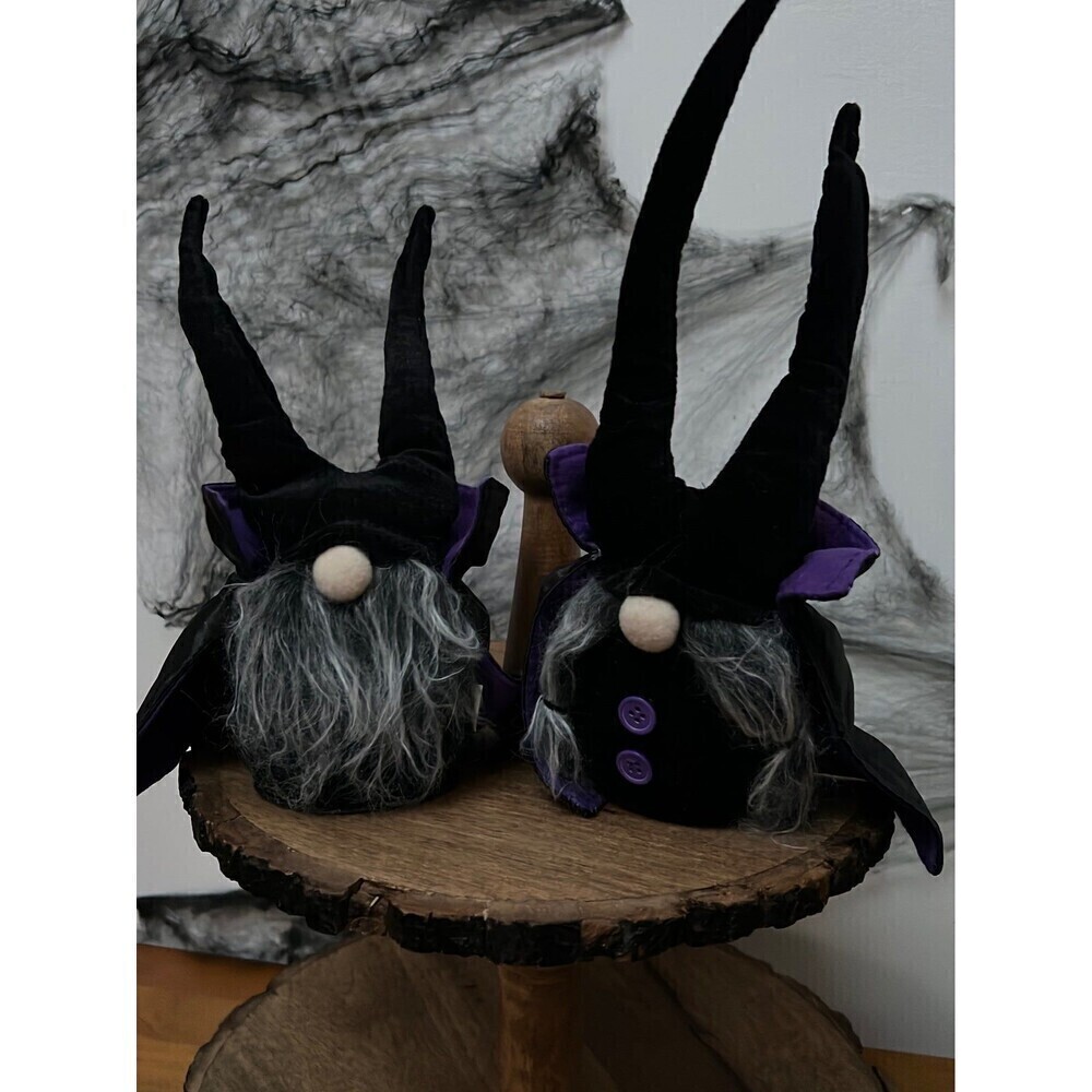 New Pair Halloween Light Up Gnomes, Tiered Tray Shelf Decor